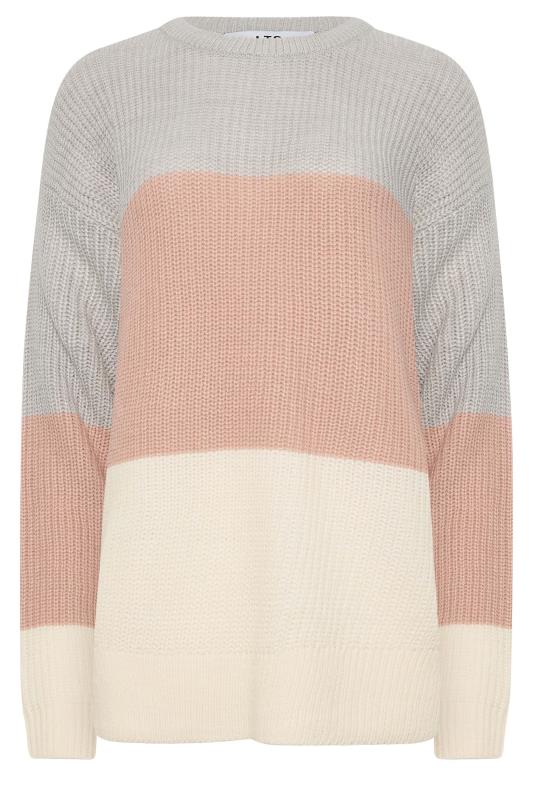LTS Tall Grey & Pink Colourblock Knit Jumper | Long Tall Sally  6