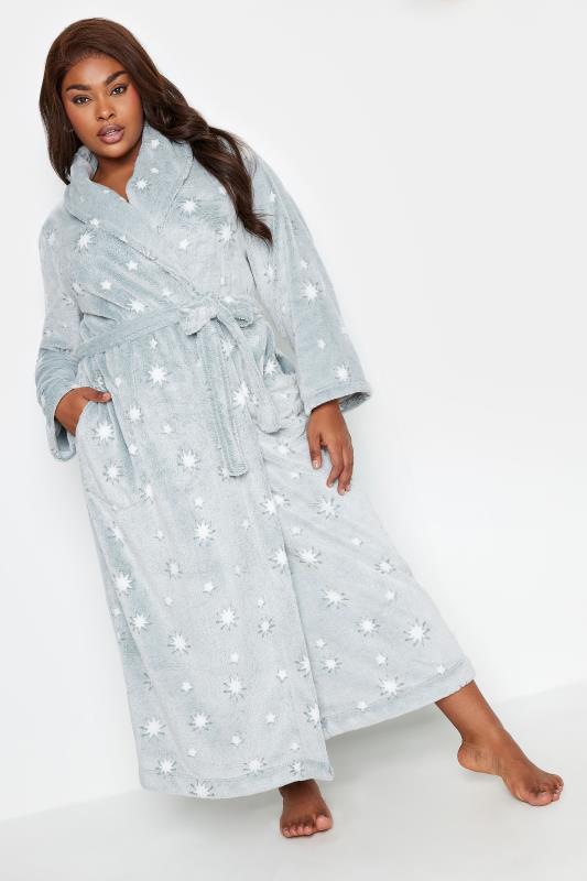  Grande Taille YOURS Curve Green Star Print Shawl Maxi Dressing Gown