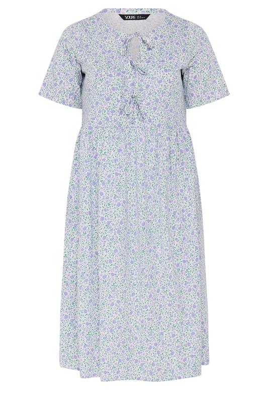 YOURS Plus Size Ivory White Ditsy Throw On Dress | Yours Clothing 6