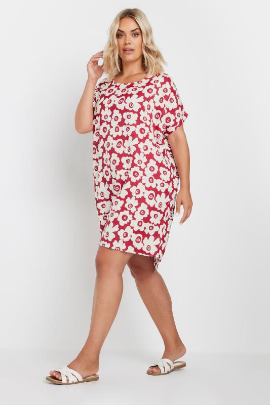 YOURS Plus Size Red Floral Print Tunic Dress | Yours Clothing 1