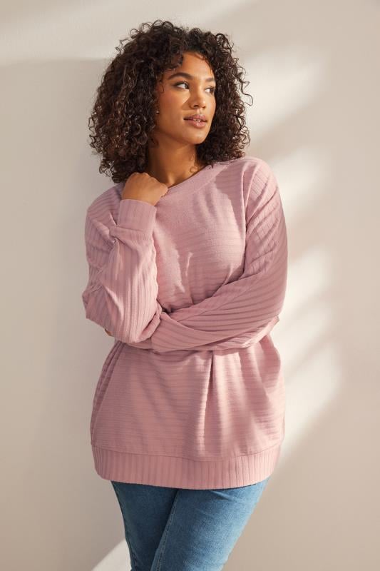  EVANS Curve Pink Ribbed Soft Touch Jumper