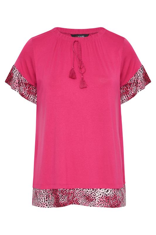 Plus Size Pink Animal Print Contrast Trim Tunic Top | Yours Clothing 6