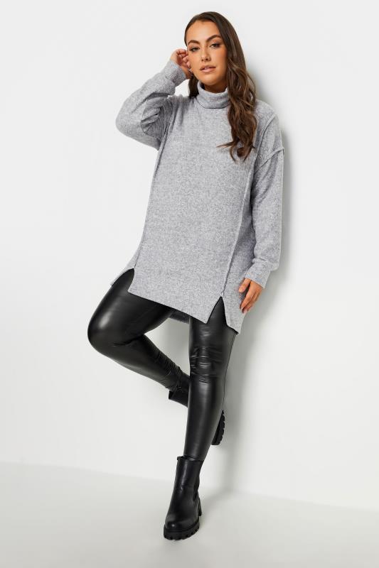 YOURS Plus Size Grey Soft Touch Turtleneck Sweatshirt | Yours Clothing 2