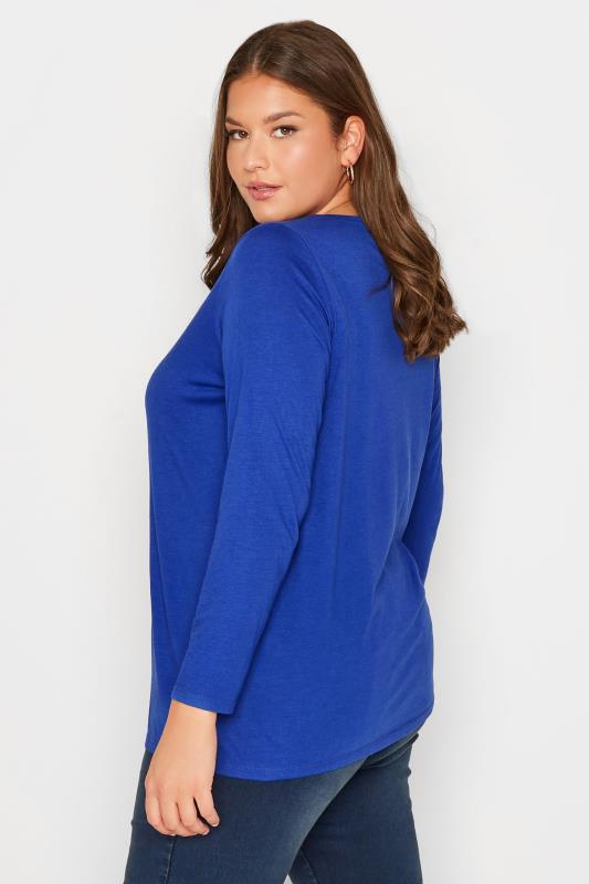 Plus Size Cobalt Blue Long Sleeve T-Shirt | Yours Clothing  3