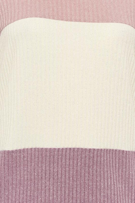YOURS LUXURY Plus Size Womens Pink & White Colourblock Soft Touch Metallic Jumper | Yours Clothing  6