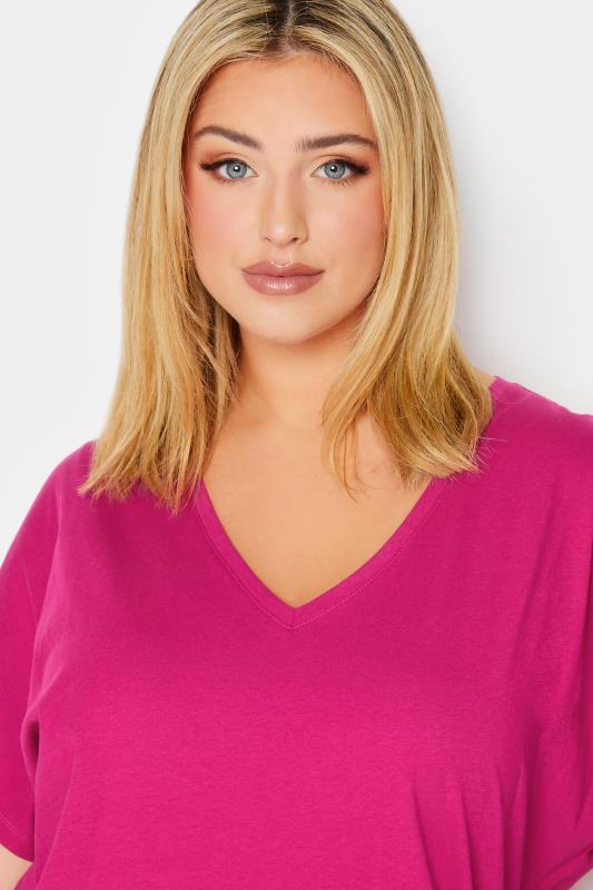 YOURS Plus Size Pink Side Split Midaxi T-Shirt Dress | Yours Clothing 5