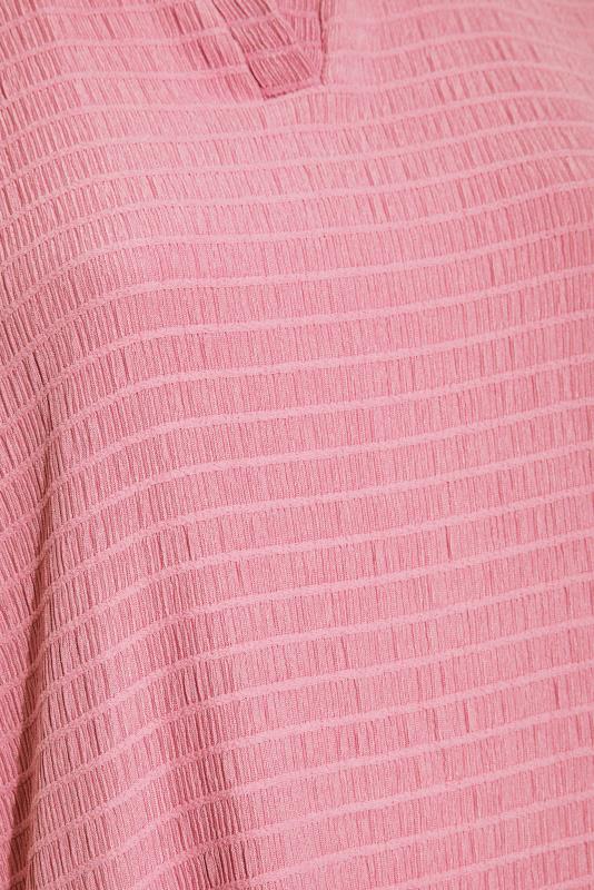 Curve Pink Textured Polo Neck Top 5