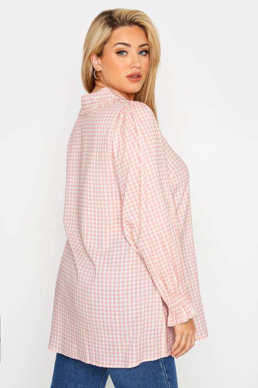 LIMITED COLLECTION Curve Blush Pink Gingham Collar Shirt_C.jpg