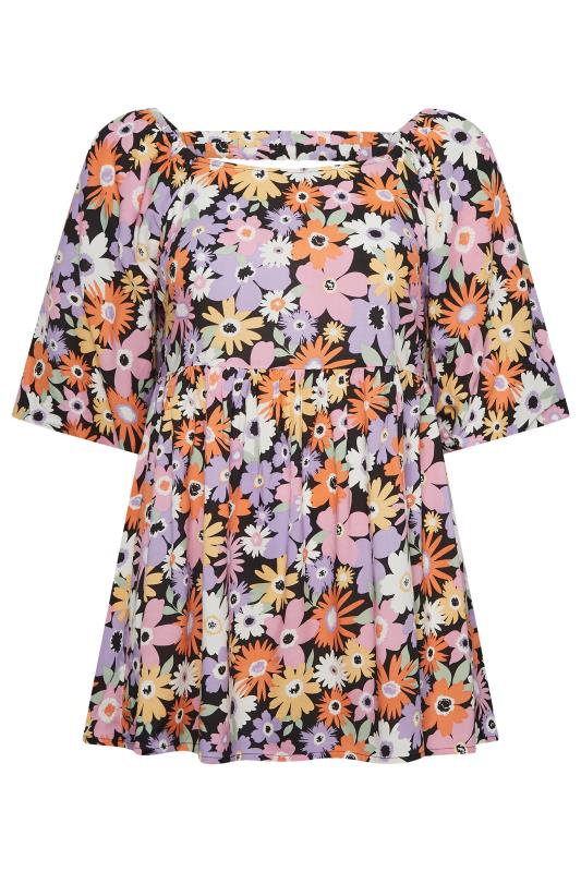 YOURS Curve Plus Size Purple Floral Peplum Top | Yours Clothing  7