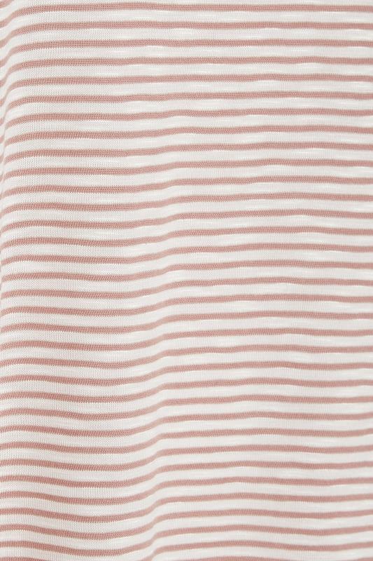 Plus Size White & Pink Striped Frill Sleeve Top | Yours Clothing 5