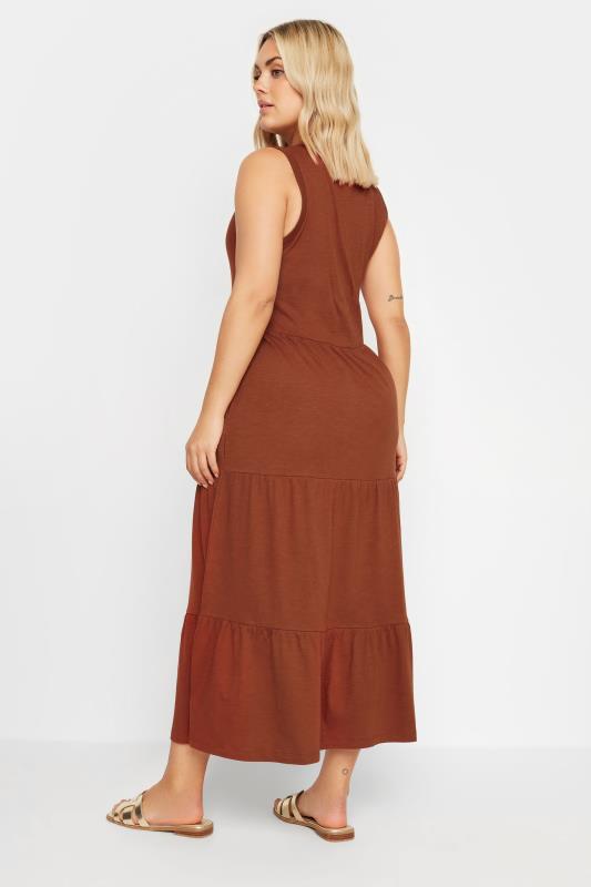 YOURS Plus Size Rust Orange Tiered Midaxi Dress | Yours Clothing 3