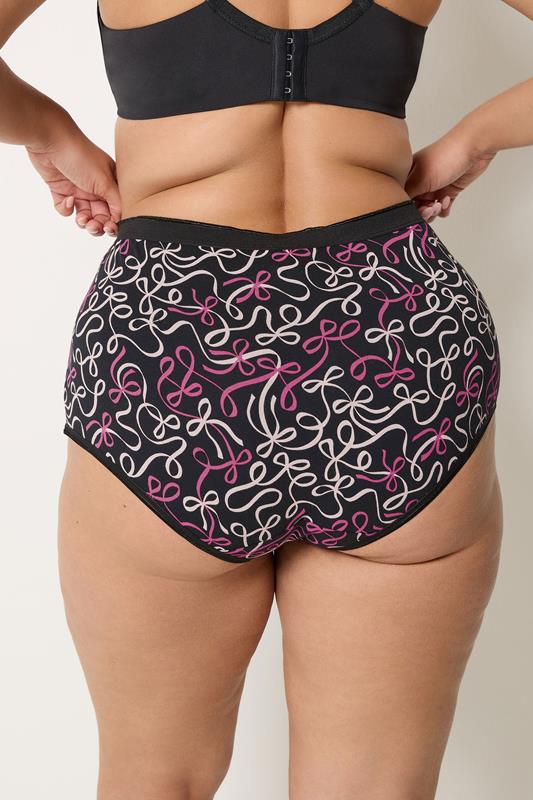 YOURSET Plus Size 5 PACK Black Bow Print Full Briefs | Yours Clothing 4