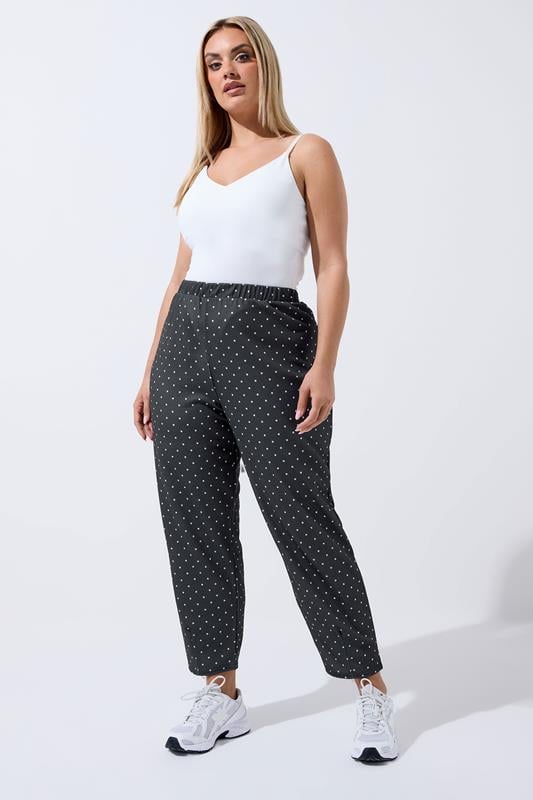  LIMITED COLLECTION Curve Black Polka Dot Barrel Trousers