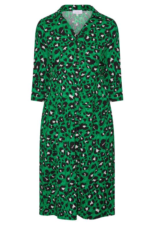 YOURS LONDON Plus Size Green Animal Print Crinkle Shirt Dress | Yours Clothing 6