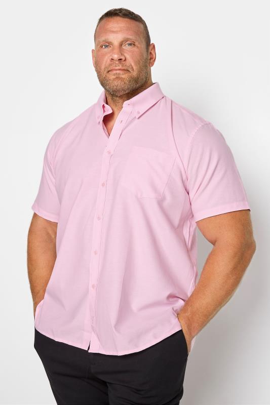 Casual Shirts dla puszystych KAM Pink Oxford Short Sleeve Shirt