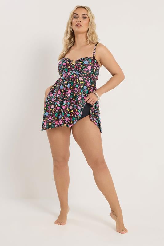 YOURS Plus Size Black Shell Print Tankini Top | Yours Clothing 4