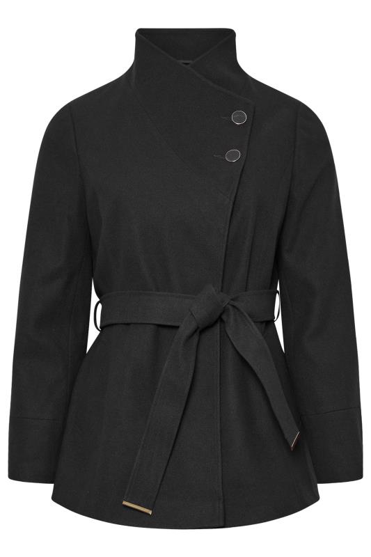 YOURS Plus Size Black Cropped Wrap Formal Coat | Yours Clothing 5