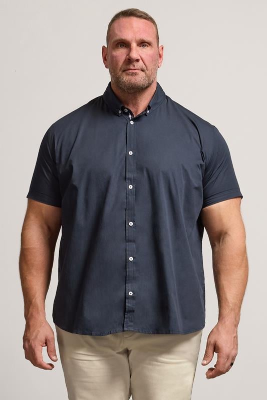 BadRhino Big & Tall Navy Poplin Short Sleeve Shirt