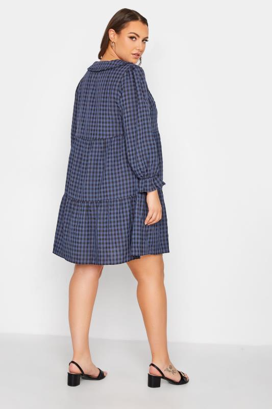 LIMITED COLLECTION Curve Blue Gingham Smock Shirt Dress 3