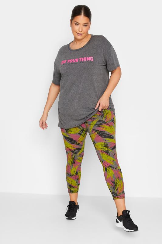 YOURS ACTIVE Plus Size Charcoal Grey 'Do Your Thing' Slogan Top | Yours Clothing 3