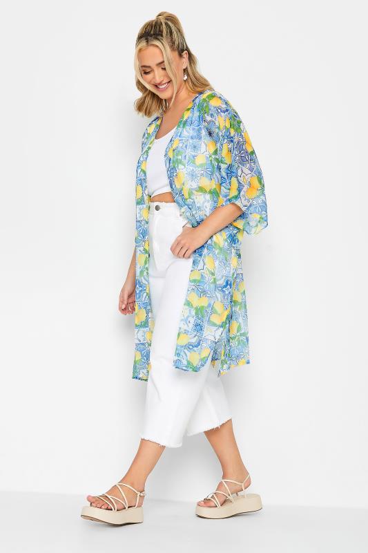 YOURS Plus Size Blue Lemon Print Beach Kimono | Yours Clothing 5