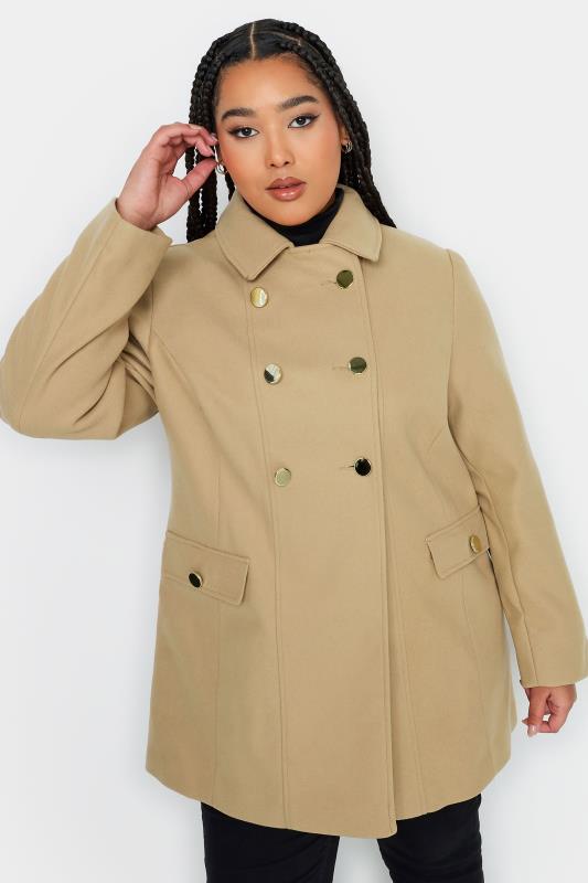 YOURS Plus Size Camel Brown Collared Formal Coat | Yours Clothing 2