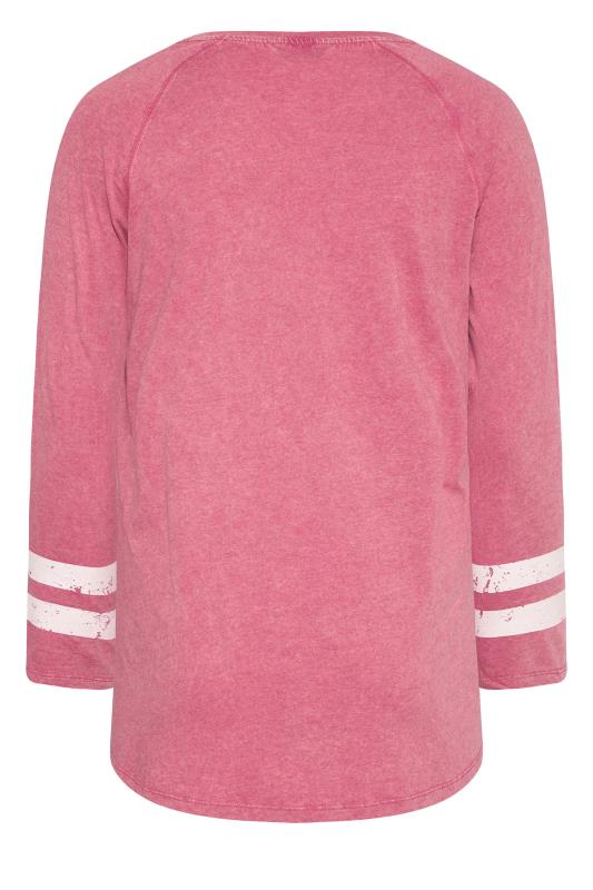 Curve Pink Acid Wash 'Arizona' Raglan T-Shirt 7