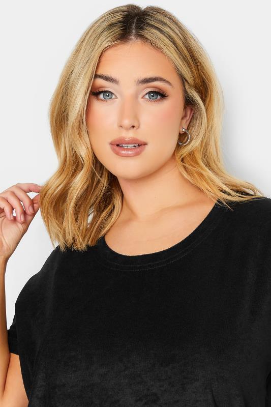 YOURS Plus Size Black Towelling T-Shirt Dress | Yours Clothing 4