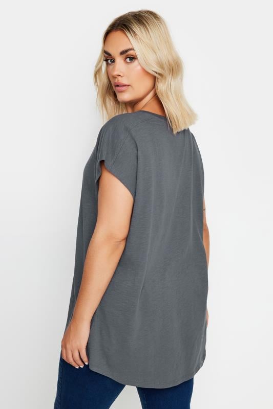 YOURS Plus Size Grey Crew Neck T-Shirt | Yours Clothing 3