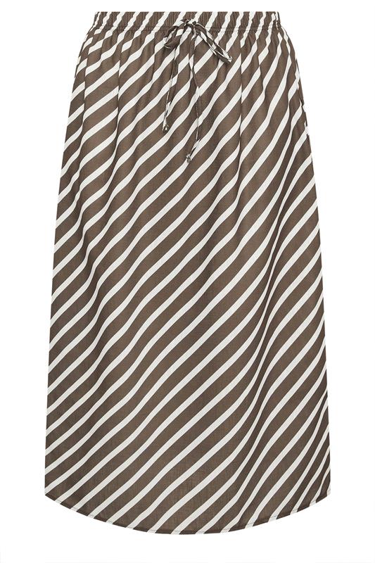 YOURS Plus Size Ivory White Linen Look Stripe Skirt | Yours Clothing 6
