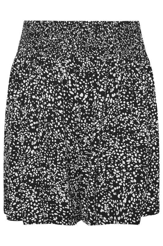 YOURS Plus Size Black Dot Print Shirred Shorts | Yours Clothing 5