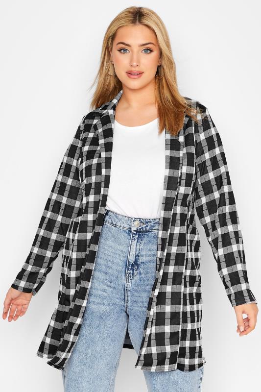 Plus Size LIMITED COLLECTION Black & White Check Blazer | Yours Clothing 1