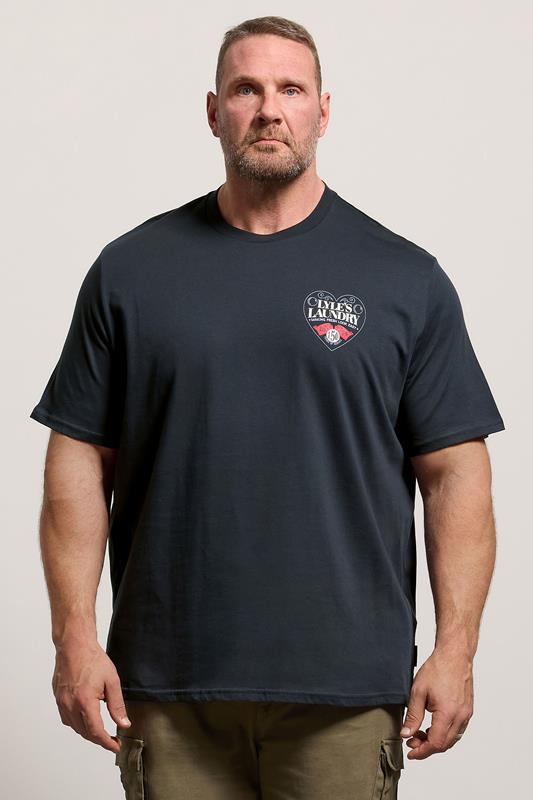 LYLE & SCOTT Big & Tall Navy Blue Laundry Graphic T-Shirt | BadRhino 1