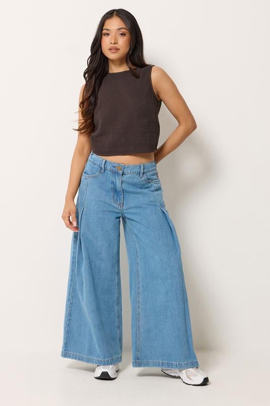 PixieGirl Petite Women's Chocolate Brown Cotton Cheesecloth Top | PixieGirl 1