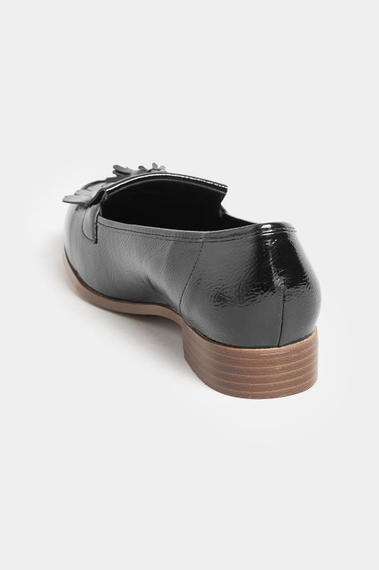Black Patent Tassel Loafers In Wide E Fit & Extra Wide EEE Fit | Yours Clothing  4