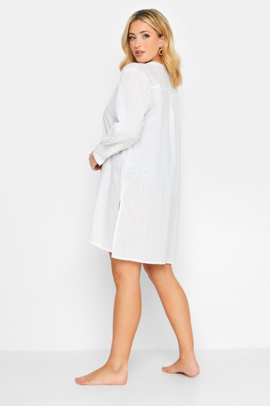 YOURS Plus Size White Collarless Beach Shirt | Yours Clothing 4
