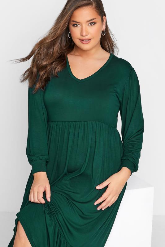 LIMITED COLLECTION Curve Green Long Sleeve Smock Dress 4