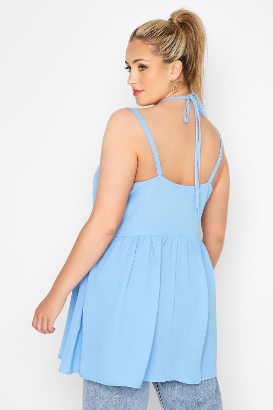 LIMITED COLLECTION Curve Light Blue Strappy Halter Cami Top 3