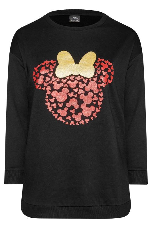 DISNEY Plus Size Black Minnie Mouse Glitter Sweatshirt | Yours Clothing 6