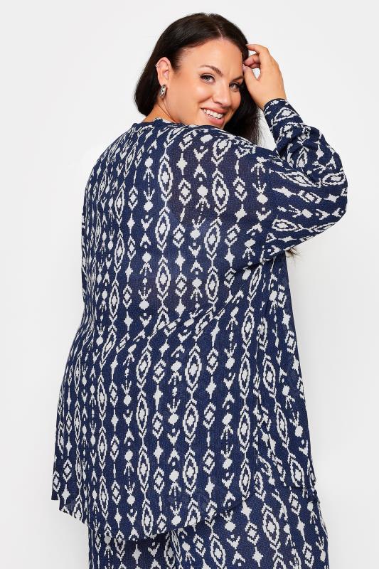 YOURS Plus Size Black Abstract Print Crinkle Beach Shirt | Yours Clothing 4