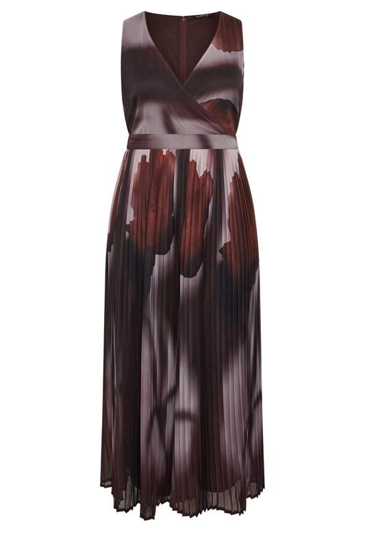 EVANS Plus Size Dark Red Abstract Print Pleated Jumpsuit | Evans 5