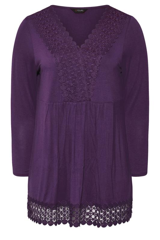 Curve Purple Crochet Trim Long Sleeve Tunic Top 6