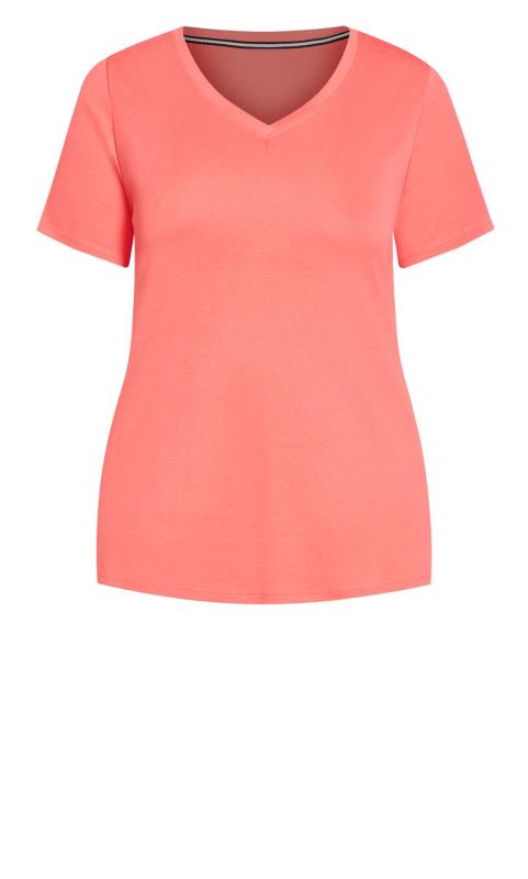 Evans Coral Orange V-Neck T-Shirt 5
