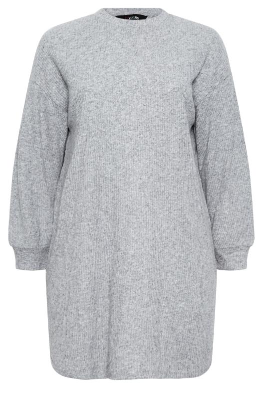 Plus Size  YOURS Curve Grey Soft Touch Ribbed Jumper Dress