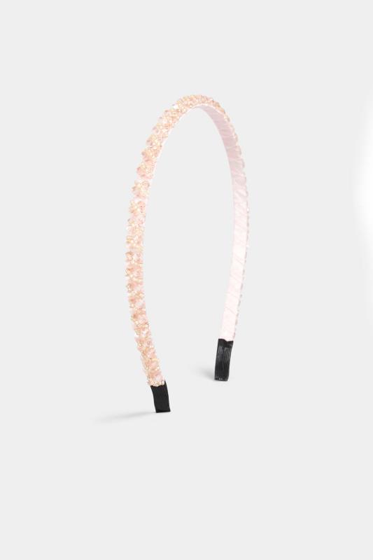 Pink Beaded Thin Headband | Yours Clothing 2