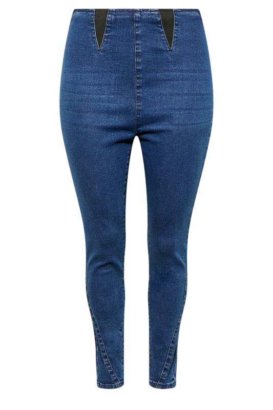 Plus Size Blue Elasticated Insert Shaper Stretch Jeggings | Yours Clothing 4