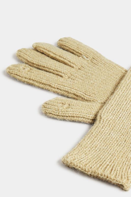 Beige Brown Longline Knitted Gloves | Yours Clothing 3