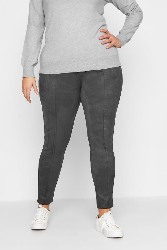 Tall  LTS Tall Grey Faux Suede Stretch Leggings
