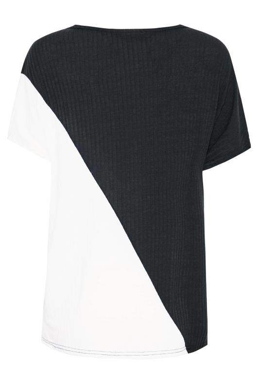 LTS Tall Black Colour Block Ribbed T-Shirt 7