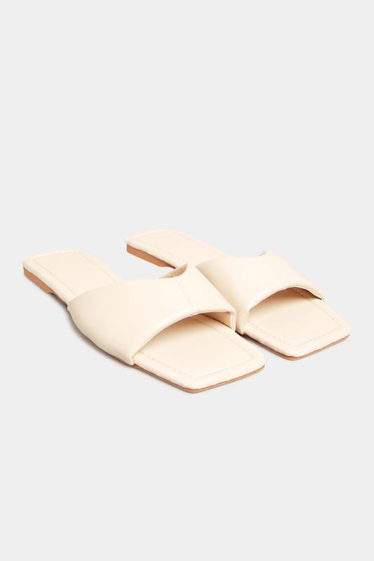 PixieGirl Cream Square Toe Padded Sandals In Standard D Fit 2